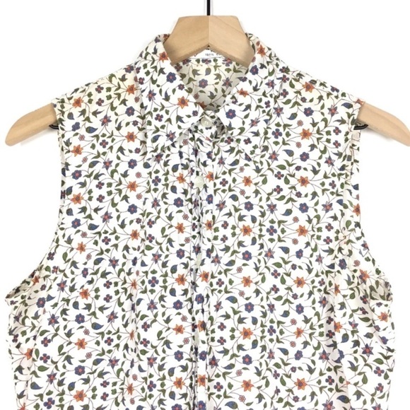 GUESS Vintage Top 90s Y2K Sleeveless Button Up Floral Boho Flowers Garden Party - Picture 2 of 7